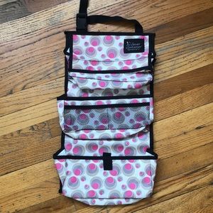 Clever Container Hanging Car Organizer with Pink and Gray Circles